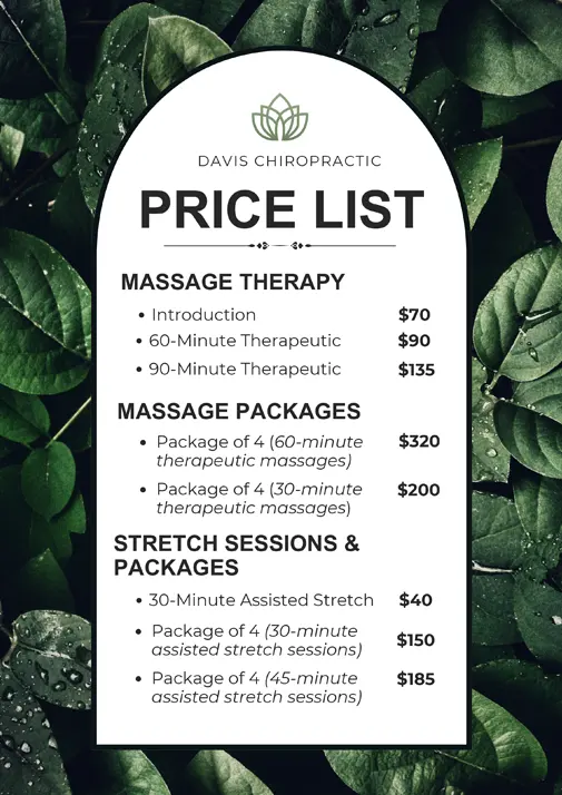 Chiropractic Omaha NE Massage Pricing January 2025